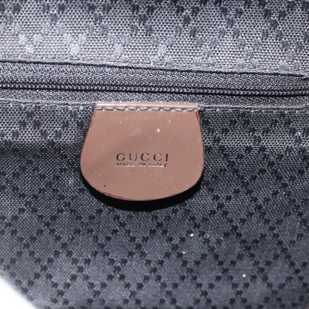 Gucci Vintage Bamboo Backpack Nylon And Patent Leather Brown Nylon Backpack Bag - Picture 6 of 16